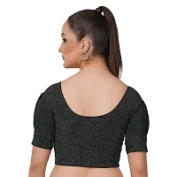 Readymade Shining Lycra Stretchable Round Neck Half Sleeve Blouses || Womens Mettalic Stretchable Readymade Blouses (26, DarkGreen)-thumb1
