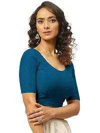 Shiva Business Hub Latest Readymade Blouses for Womens and Cotton Lycra Stretchable Womens Blouse (26, Airforce Blue)-thumb1