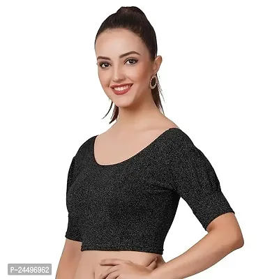 Readymade Shining Lycra Stretchable Round Neck Half Sleeve Blouses || Womens Mettalic Stretchable Readymade Blouses-thumb3