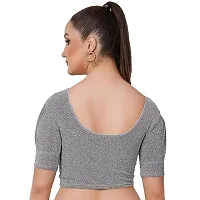 Readymade Shining Lycra Stretchable Round Neck Half Sleeve Blouses || Womens Mettalic Stretchable Readymade Blouses-thumb1