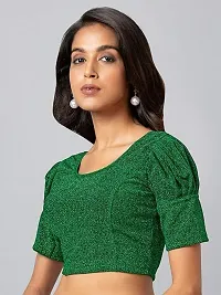 Readymade Shining Lycra Stretchable Round Neck Half Sleeve Blouses || Womens Mettalic Stretchable Readymade Blouses-thumb1