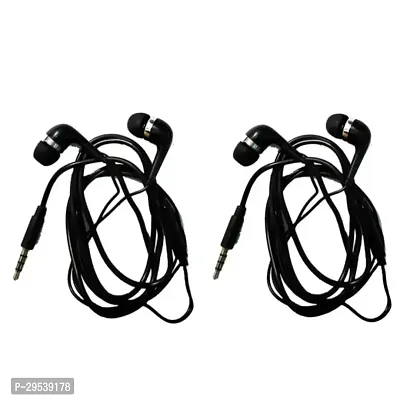 Stylish Black In-ear Wired Headphones With Microphone Pack Of 2-thumb0