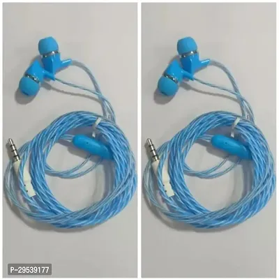 Stylish Blue In-ear Wired Headphones With Microphone Pack Of 2-thumb0