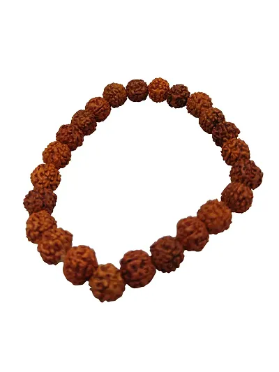 Om BhariPuri Rudraksha Bracelet Five Mukhi Rudraksha Bracelet for Men Women, Pack of 1, Color Brown, Bead Size mm