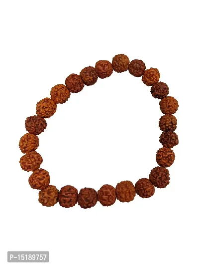 Om BhariPuri Rudraksha Bracelet Natural Five Mukhi Rudraksha Bracelet for Men  Women, Pack of 1, Color Brown, Bead Size 8 mm-thumb2