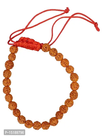 Om  BhariPuri Rudraksha Bracelet Natural Five Mukhi Rudraksha Bracelet for Men  Women, Pack of 1, Color Brown,