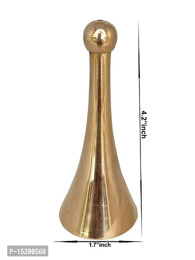 Om BhariPuri Brass Hand Held Bell - Brass Puja Prayer Ghanti - Brass Items Decorative Ringing Bells-thumb2