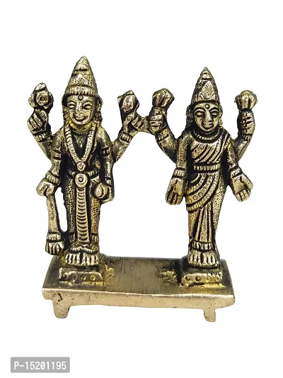 Om BhariPuri  Brass Vishnu Laxmi/Lakshmi Statue Vishnu Laxmi/Lakshmi Idol Vishnu Laxmi/Lakshmi Statue for Home Puja Temple Mandir Handmade Statue-thumb0
