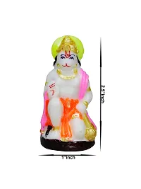 Om BhariPuri Marble Hanuman Ji Ki Murti in Blessing Posture with Gada Sitting Lord Balaji Bajrangbali Sankat Mochan Bhagwan God Idol for Temple car Dashboard Home Decor Statue Gift 2.5 Inch-thumb3