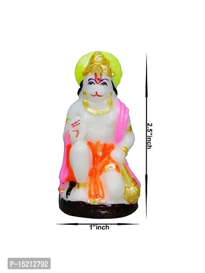 Om BhariPuri Marble Hanuman Ji Ki Murti in Blessing Posture with Gada Sitting Lord Balaji Bajrangbali Sankat Mochan Bhagwan God Idol for Temple car Dashboard Home Decor Statue Gift 2.5 Inch-thumb4