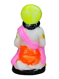 Om BhariPuri Marble Hanuman Ji Ki Murti in Blessing Posture with Gada Sitting Lord Balaji Bajrangbali Sankat Mochan Bhagwan God Idol for Temple car Dashboard Home Decor Statue Gift 2.5 Inch-thumb1