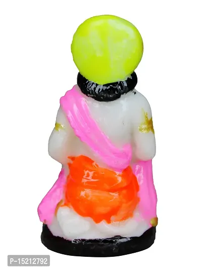 Om BhariPuri Marble Hanuman Ji Ki Murti in Blessing Posture with Gada Sitting Lord Balaji Bajrangbali Sankat Mochan Bhagwan God Idol for Temple car Dashboard Home Decor Statue Gift 2.5 Inch-thumb2