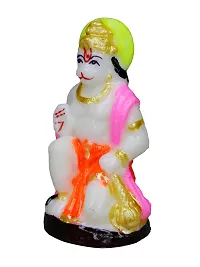 Om BhariPuri Marble Hanuman Ji Ki Murti in Blessing Posture with Gada Sitting Lord Balaji Bajrangbali Sankat Mochan Bhagwan God Idol for Temple car Dashboard Home Decor Statue Gift 2.5 Inch-thumb2