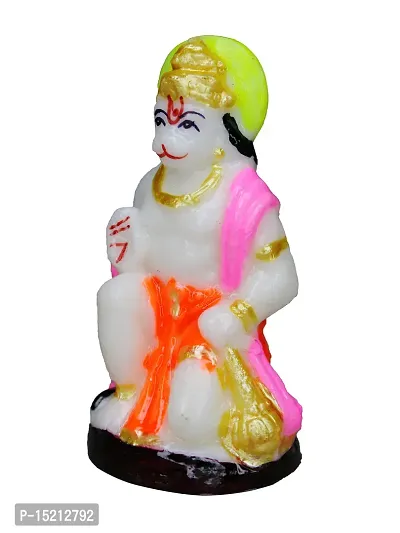 Om BhariPuri Marble Hanuman Ji Ki Murti in Blessing Posture with Gada Sitting Lord Balaji Bajrangbali Sankat Mochan Bhagwan God Idol for Temple car Dashboard Home Decor Statue Gift 2.5 Inch-thumb3