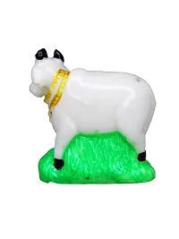 Om BhariPuri Marble Kamdhenu Cow with Calf God Figurine Showpiece Home Decor Cow and Calf Statue for Pooja/Puja, Home Temple Vastu Gift Type Idol 2 Inch-thumb3