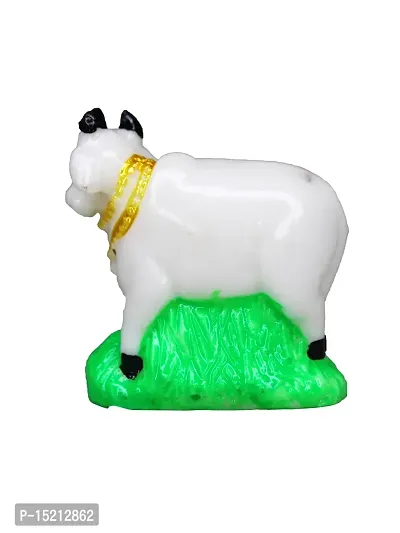 Om BhariPuri Marble Kamdhenu Cow with Calf God Figurine Showpiece Home Decor Cow and Calf Statue for Pooja/Puja, Home Temple Vastu Gift Type Idol 2 Inch-thumb4