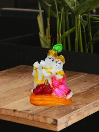 Om BhariPuri  Marble Radha Krishna Idol/Murti/Statue Hindu Divine Love Couple Radha Krishan Murti with Cow for Home Happiness Anniversary Wedding Gift 2.5 Inch-thumb3