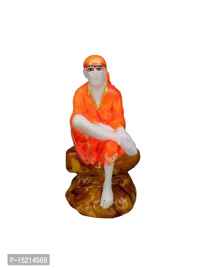 Om BhariPuri  Marble Sai Baba Statue/Idol/Murti for Pooja Room Home Temple Car Dashboard Gifting Good Luck Figurine 5 Inch