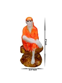 Om BhariPuri  Marble Sai Baba Statue/Idol/Murti for Pooja Room Home Temple Car Dashboard Gifting Good Luck Figurine 5 Inch-thumb2