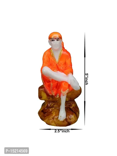 Om BhariPuri  Marble Sai Baba Statue/Idol/Murti for Pooja Room Home Temple Car Dashboard Gifting Good Luck Figurine 5 Inch-thumb3