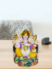 Om BhariPuri Marble Ganeshji Sitting Base Murti for Pooja Room Living Room Ganesha Statue for Home Decor Ganesh Idol for Puja/Pooja 6 Inch-thumb3