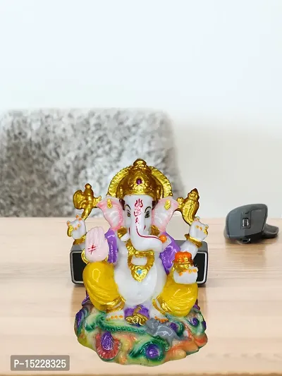 Om BhariPuri Marble Ganeshji Sitting Base Murti for Pooja Room Living Room Ganesha Statue for Home Decor Ganesh Idol for Puja/Pooja 6 Inch-thumb4