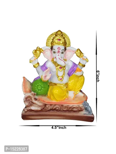 Om BhariPuri Marble Ganesha/Ganeshji Murti for Home Decor Showpiece Figurine Ganpati Idol God of Success and Luck, Diwali Gifts Ganesh Statue Puja/Pooja 6 Inch-thumb2