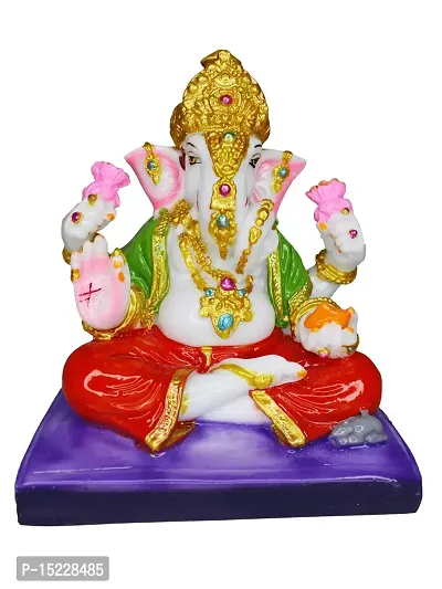 Om BhariPuri Marble Ganesha Idol for Home Decor/Gift Ganesh Murti for Home Puja/Pooja Room Temple Ganeshji Statue for Happiness Showpiece Figurine 6.5 Inch