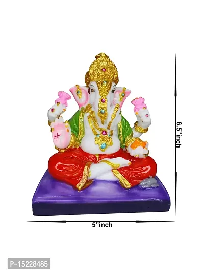 Om BhariPuri Marble Ganesha Idol for Home Decor/Gift Ganesh Murti for Home Puja/Pooja Room Temple Ganeshji Statue for Happiness Showpiece Figurine 6.5 Inch-thumb2