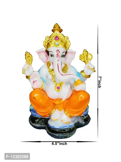 Om BhariPuri  Marble Ganesha Idol for Home Decor/Gift Ganesh Murti for Home Puja/Pooja Room Temple Ganeshji Statue for Happiness Showpiece Figurine 7 Inch-thumb2