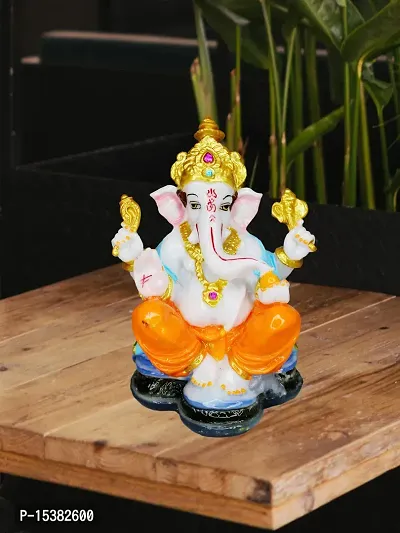 Om BhariPuri  Marble Ganesha Idol for Home Decor/Gift Ganesh Murti for Home Puja/Pooja Room Temple Ganeshji Statue for Happiness Showpiece Figurine 7 Inch-thumb4