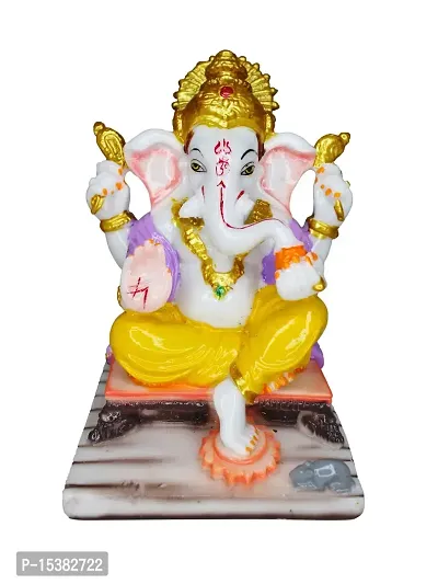 Om BhariPuri Marble Ganesha Idol for Home Decor/Gift Ganesh Murti for Home Puja/Pooja Room Temple Ganeshji Statue for Happiness Showpiece Figurine (17x10x10)