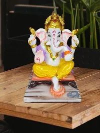 Om BhariPuri Marble Ganesha Idol for Home Decor/Gift Ganesh Murti for Home Puja/Pooja Room Temple Ganeshji Statue for Happiness Showpiece Figurine (17x10x10)-thumb2