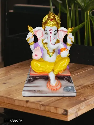 Om BhariPuri Marble Ganesha Idol for Home Decor/Gift Ganesh Murti for Home Puja/Pooja Room Temple Ganeshji Statue for Happiness Showpiece Figurine (17x10x10)-thumb3