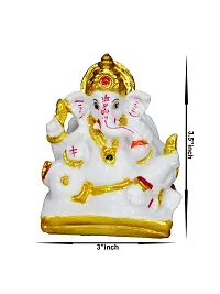 Om BhariPuri  Marble Ganesha/Ganesh/Ganeshji/Ganpati Bappa Idol/Murti/Statue for Car Dashboard Showpiece Figurine Home Decor Main Door Entrance(3.5x3x2 Inch)-thumb1