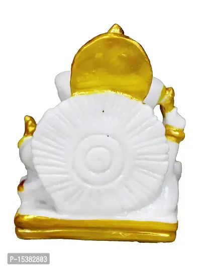 Om BhariPuri  Marble Ganesha/Ganesh/Ganeshji/Ganpati Bappa Idol/Murti/Statue for Car Dashboard Showpiece Figurine Home Decor Main Door Entrance(3.5x3x2 Inch)-thumb3