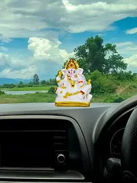 Om BhariPuri  Marble Ganesha/Ganesh/Ganeshji/Ganpati Bappa Idol/Murti/Statue for Car Dashboard Showpiece Figurine Home Decor Main Door Entrance(3.5x3x2 Inch)-thumb3