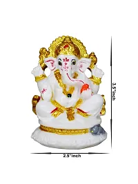 Om BhariPuri Marble Ganesha/Ganesh/Ganesh ji/Ganpati Idol/Idols/Murti/Statue for Gift, Car Dashborad, Home Decor Figurine for Main Door,Puja/Pooja Room, Mandir/Temple(3.5x2.5x2 Inch)-thumb1