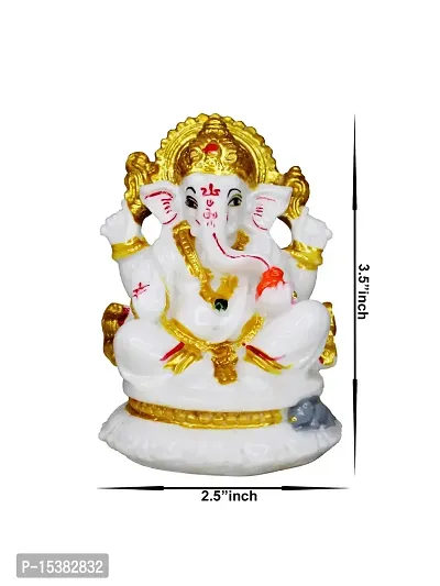 Om BhariPuri Marble Ganesha/Ganesh/Ganesh ji/Ganpati Idol/Idols/Murti/Statue for Gift, Car Dashborad, Home Decor Figurine for Main Door,Puja/Pooja Room, Mandir/Temple(3.5x2.5x2 Inch)-thumb2