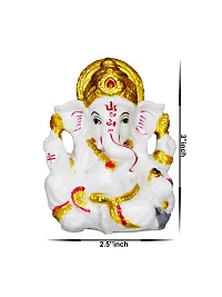 Om BhariPuri Marble Ganesh Idol for Home Decor Ganesha Idol for Car Dashborad and Ganpati Statues for Living Room Ganesh ji Murti for Showpiece Figurine Home Decor Main Door Entrance(3x2.5x2 Inch)-thumb1