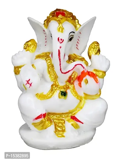 Om BhariPuri Marble Ganesh Idol for Pooja Room Ganesha Statue for Home Decor Ganpati Idol God of Success and Luck Diwali Gifts Ganesh Murti for Home Puja(3x2.5x2 Inch)-thumb0