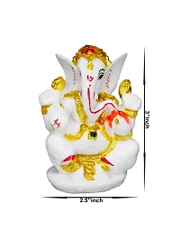 Om BhariPuri Marble Ganesh Idol for Pooja Room Ganesha Statue for Home Decor Ganpati Idol God of Success and Luck Diwali Gifts Ganesh Murti for Home Puja(3x2.5x2 Inch)-thumb2