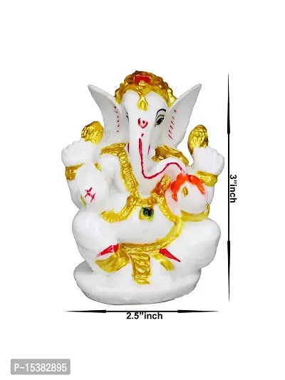 Om BhariPuri Marble Ganesh Idol for Pooja Room Ganesha Statue for Home Decor Ganpati Idol God of Success and Luck Diwali Gifts Ganesh Murti for Home Puja(3x2.5x2 Inch)-thumb3