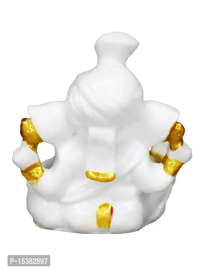 Om BhariPuri Marble Ganesh Murti Ganesh Idol Ganesha Statue for Home Pooja/Puja Temple/Mandir Home Decorative Showpiece Figurine (3.5x3x2 Inch)-thumb3