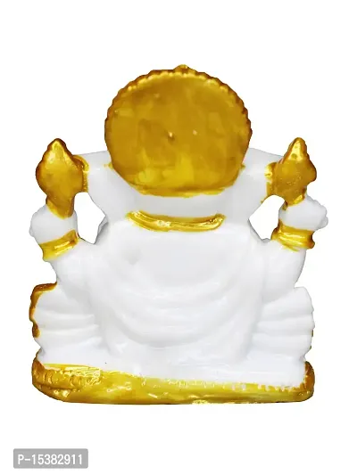 Om BhariPuri  Marble Ganeshji Sitting Base Murti for Pooja Room Living Room Ganesha Statue for Home Decor Ganesh Idol for Puja/Pooja(3x3x2 Inch)-thumb2