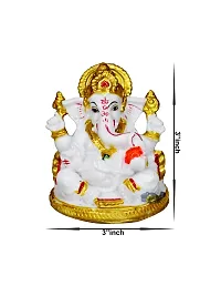 Om BhariPuri  Marble Ganeshji Sitting Base Murti for Pooja Room Living Room Ganesha Statue for Home Decor Ganesh Idol for Puja/Pooja(3x3x2 Inch)-thumb3