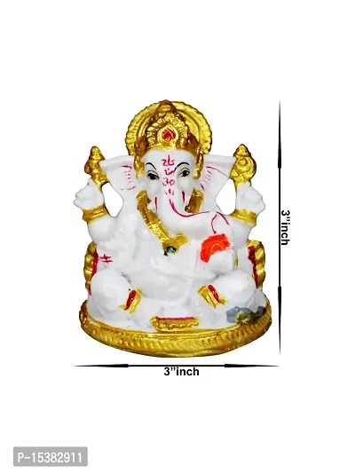 Om BhariPuri  Marble Ganeshji Sitting Base Murti for Pooja Room Living Room Ganesha Statue for Home Decor Ganesh Idol for Puja/Pooja(3x3x2 Inch)-thumb4