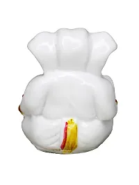 Om BhariPuri Marble Ganesha/Ganesh/Ganeshji/Ganpati Bappa Idol/Murti/Statue for Car Dashboard Showpiece Figurine Home Decor Main Door Entrance(3x2.5x2 Inch)-thumb2