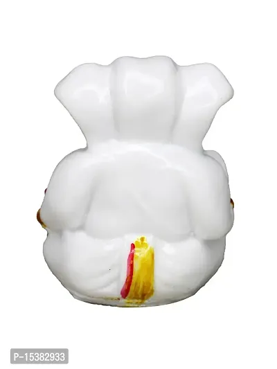 Om BhariPuri Marble Ganesha/Ganesh/Ganeshji/Ganpati Bappa Idol/Murti/Statue for Car Dashboard Showpiece Figurine Home Decor Main Door Entrance(3x2.5x2 Inch)-thumb3