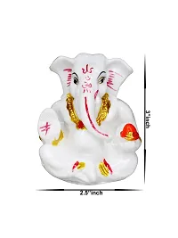 Om BhariPuri Marble Ganesha/Ganesh/Ganeshji/Ganpati Bappa Idol/Murti/Statue for Car Dashboard Showpiece Figurine Home Decor Main Door Entrance(3x2.5x2 Inch)-thumb3